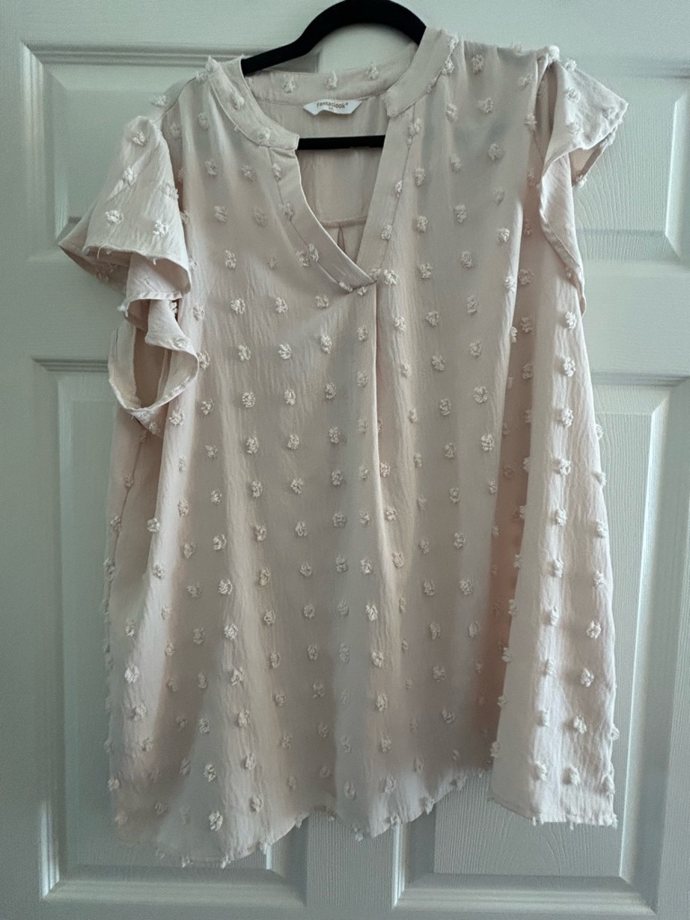 Cream Textured Flutter Sleeve Women's Top